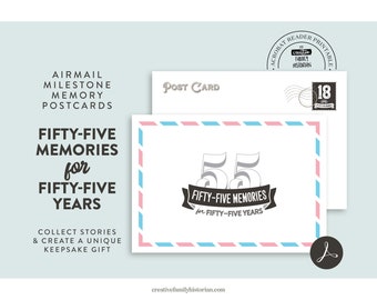 Airmail Milestone Postcards for Celebrating 55 Years
