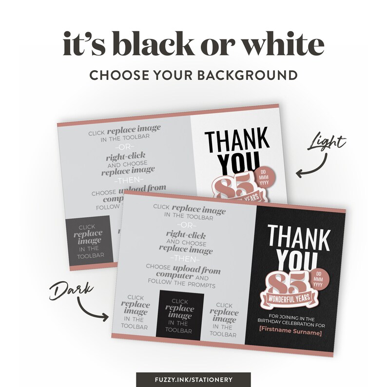 Instant Download 85th Birthday Thank You Postcard Template for Google Slides