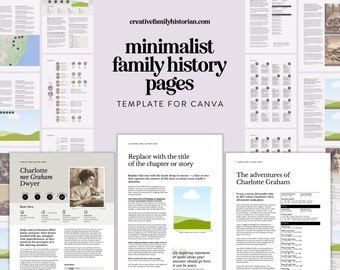 Minimalist Family History Pages Template for Canva