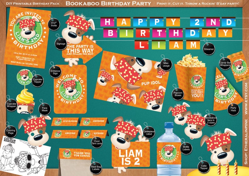 Bookaboo Personalized Printable Birthday Party Pack Diy Etsy