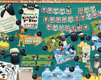 Shaun the Sheep - Printable Birthday Party Pack - DIY - including Invitation, labels, streamer, signage, face mask and much more