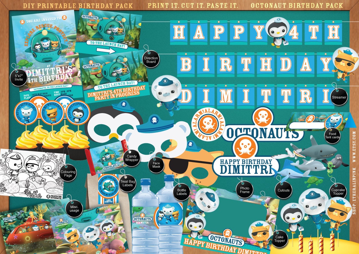 Octonauts Printable Birthday Party Pack DIY Print. Cut. - Etsy UK