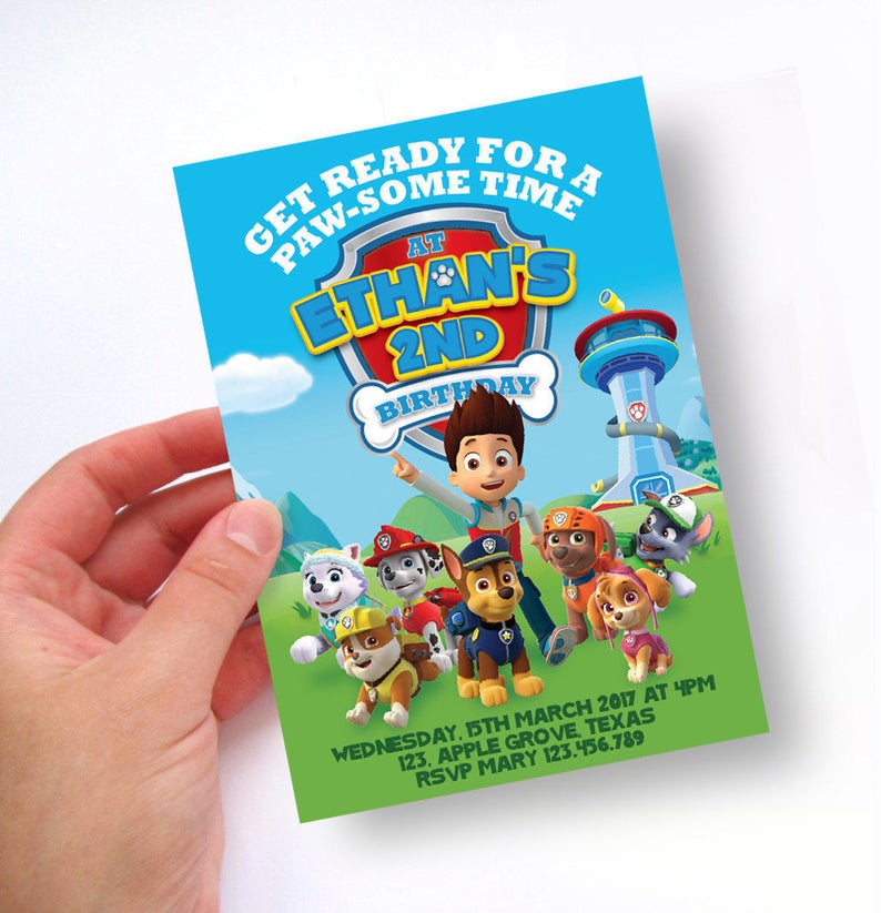 paw patrol printable birthday party pack diy print cut etsy