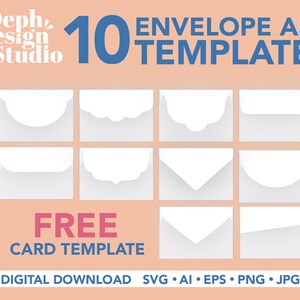 10 Envelope Template A5 - Envelope Bundle - Printable Invitation Envelope - Envelope with Card
