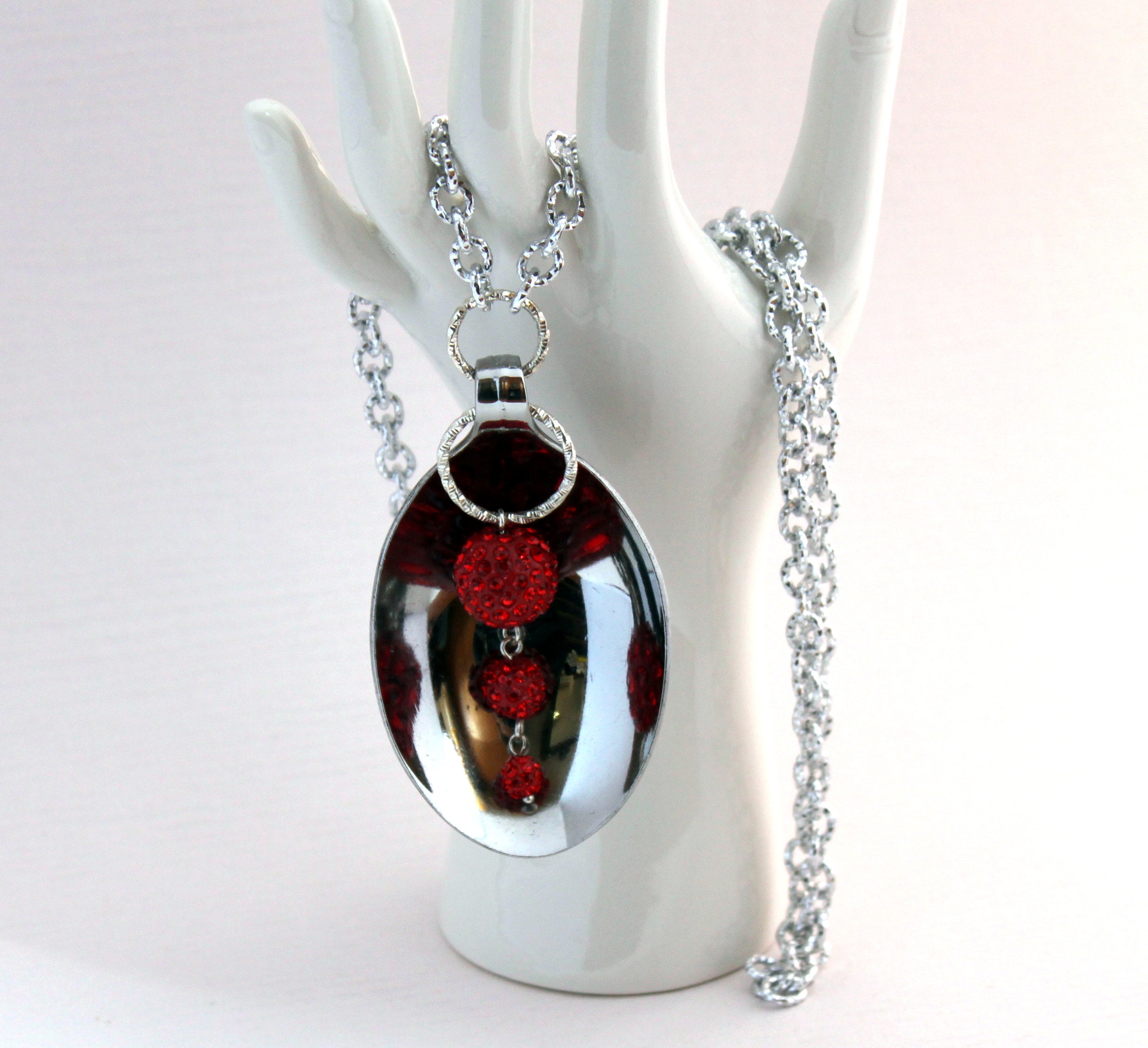 Spoonful of Red Love Sparkles Silverware Jewelry Pendant - Etsy