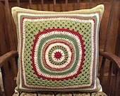 Crochet Panel Cushion. 17 inch Faux Silk Cushion. Decorative Crochet Pillow.