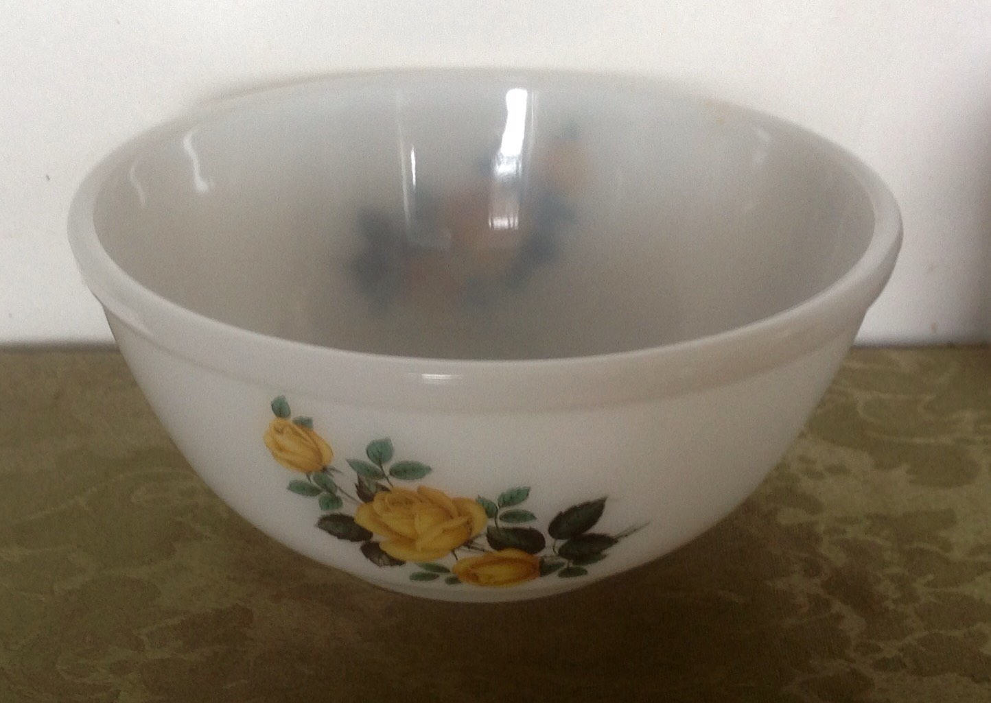 Phoenix Heatproof Glass Mixing Bowl. Yellow Rose Pattern. Etsy