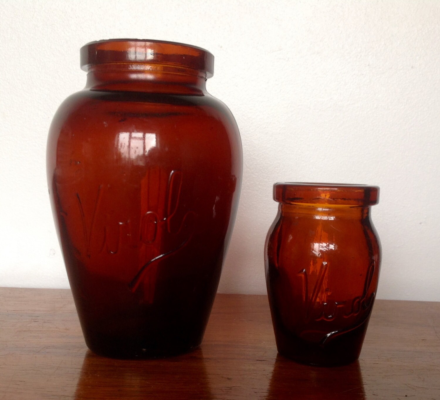 Vintage/Antique Amber Glass Jars. Viral Pots 19001909 Etsy