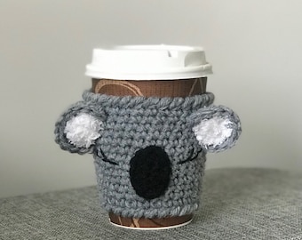 Crochet pattern #073 - Koala Cozy Coffee Cup, Crochet Koala Coffee Sleeve Pattern, Crochet Coffee Cup Sleeve, Koala Cozy Cup