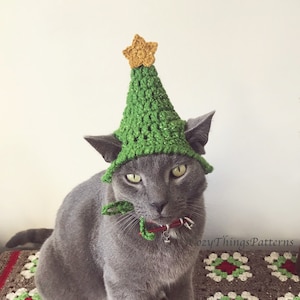 Cat Small Dog Christmas Tree Hat, Christmas cat costume, Christmas pet costume, New Year’s Cat hat