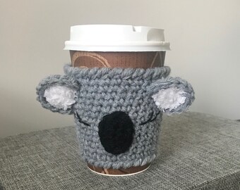 Cozy Coffee Cup, Crochet Koala Coffee Sleeve, Crochet Coffee Mug Cozy, Crochet Coffee Cup Sleeve,Koala Cozy Cup