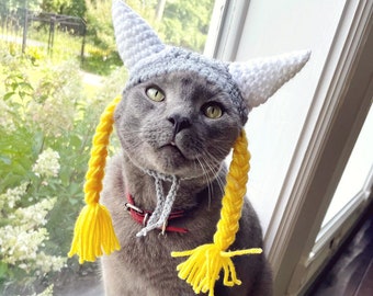 Cat Viking Hat, Small Dog Viking Hat, Cat costumes, Pet Costumes, Halloween Cat Costume, Animal photo prop, Hats for cats