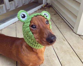 Frog dog snood, Dog hat, Dog hood, Dog snood pet costume