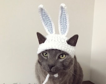 Haakpatroon 060 - Cat Bunny Hat, Small Dog Bunny Hat, Easter Cat Costume, Hats for Cat, Easter Hat for Cat