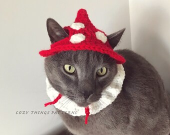 Cat Mushroom Hat,  Small Dog Mushroom Hat, Halloween Cat Costume, Halloween Dog Costume, Mushroom Hat for Cat