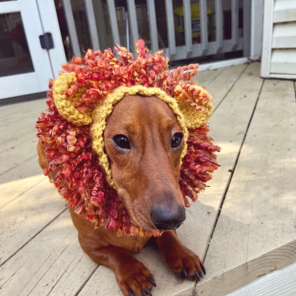 Crochet pattern #085 -  Lion Snood, Dog Ear Warmer, Dog Hood - pdf tutorial