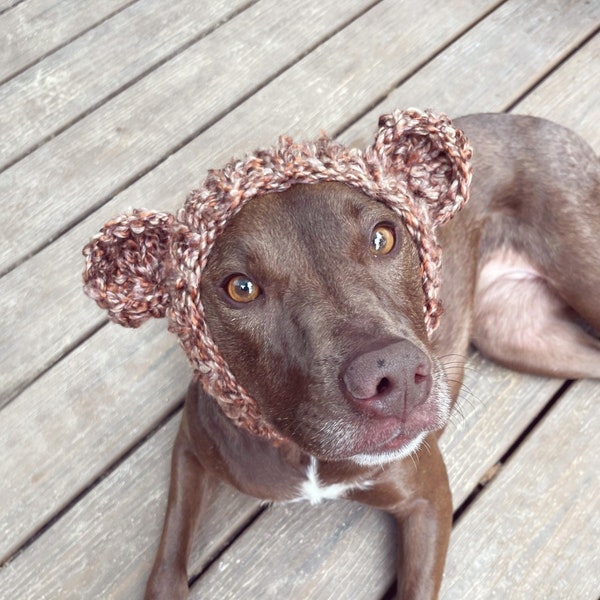 Bear Dog Snood, Bear ears hood, Dog hat, Dog hood, Dog snood pet costume