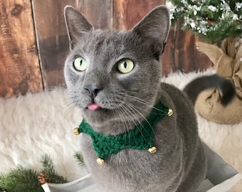 Cat Collar /  Small Dog Christmas collar with bells, Christmas cat costume, Dog Christmas Costume