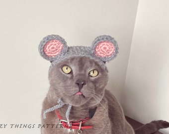 Cat Mouse Hat, Small Dog Mouse Hat, Mouse Hat for cat, Hats for cat, Hat for pet