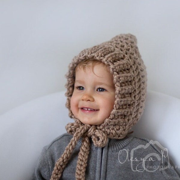 Crochet pattern #022 - Chunky ribbed pixie bonnet - Toddler, child, adult sizes - pdf tutorial