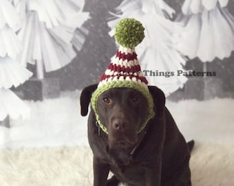 Crochet pattern #049 - Large dog Elf hat / Santa hat for dog / Christmas hat for dogs / Pet Christmas Costume - pdf tutorial