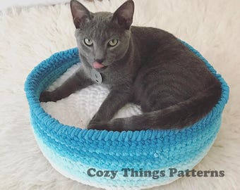 Crochet pattern #044 - Cozy Pet Bed, Cat bed, Small Dog Bed, Cat Basket  - Pdf Tutorial, Crochet pattern