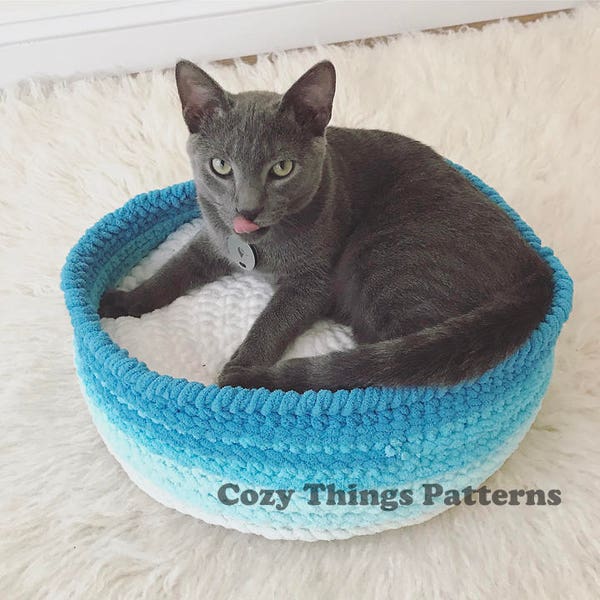 Crochet pattern #044 - Cozy Pet Bed, Cat bed, Small Dog Bed, Cat Basket  - Pdf Tutorial, Crochet pattern