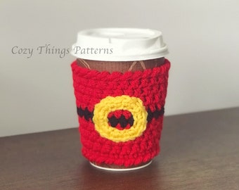 Crochet pattern #050 - Santa Coffee Cup, Crochet Coffee Sleeve Pattern, Crochet Coffee Cup Sleeve, Christmas Cozy Cup
