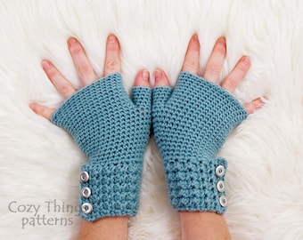 Crochet pattern #023 - Women modern fingerless gloves, mittens - pdf tutorial