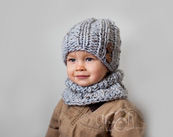 Breipatroon #014 - Chunky Urban muts en nekwarmerset, sjaal - Peuter-, kinder-, volwassenmaten - pdf-tutorial