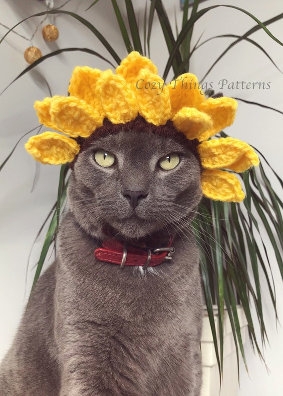 Crochet Pattern 069 Cat Sunflower Hat 