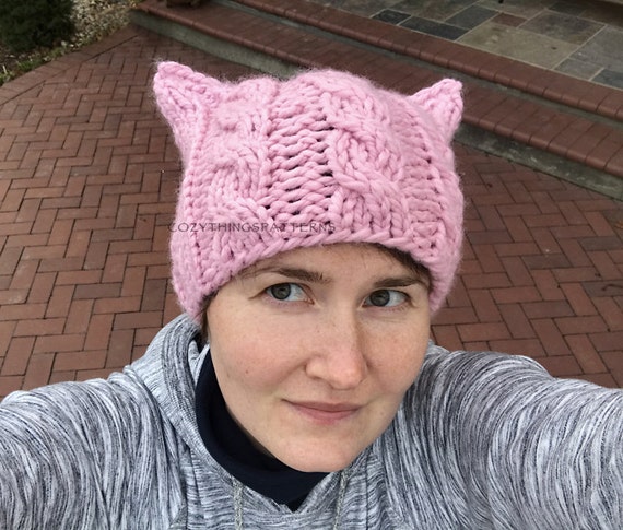 Knitting Pattern #042 - Women Cat Hat Pattern, Pussyhat
