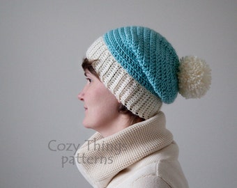 Crochet pattern #005 - Women Slouchy Hat Pattern, Easy Crochet Women Hat, Easy Slouchy Hat - pdf tutorial