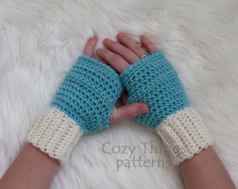 Crochet pattern #003 - Easy Crochet Fingerless Gloves Pattern,  Women ribbed fingerless gloves - pdf tutorial