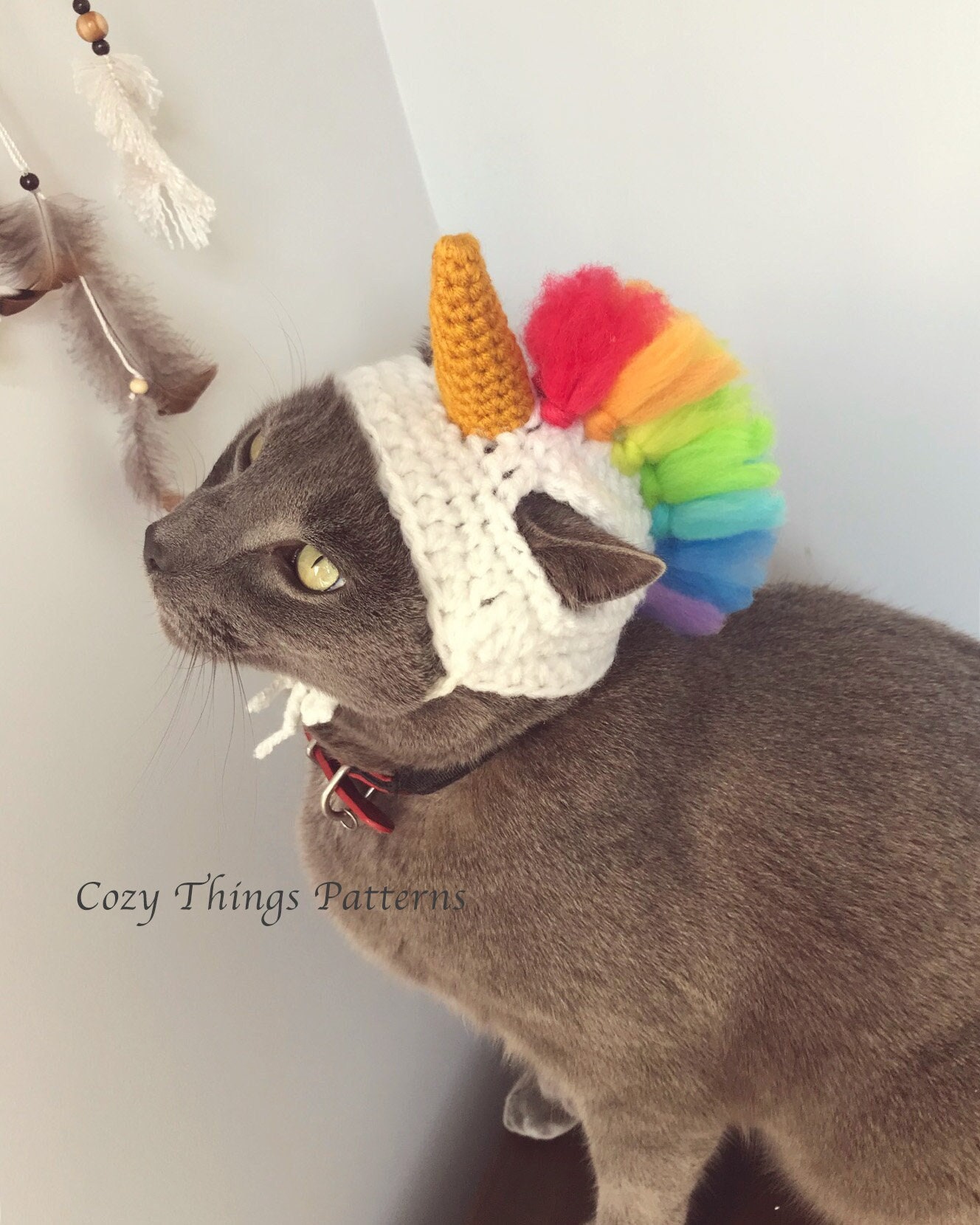 Rainbow Unicorn Cat Hat Small Dog 