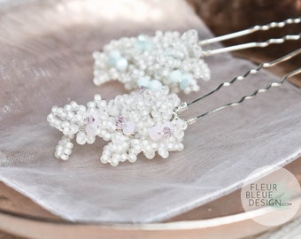 ARIELLE | Pink hairpin for wedding - bridal accessory in pastel with pink