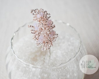 ARIELLE | Pink wedding hairpin made of glass beads and rhinestones