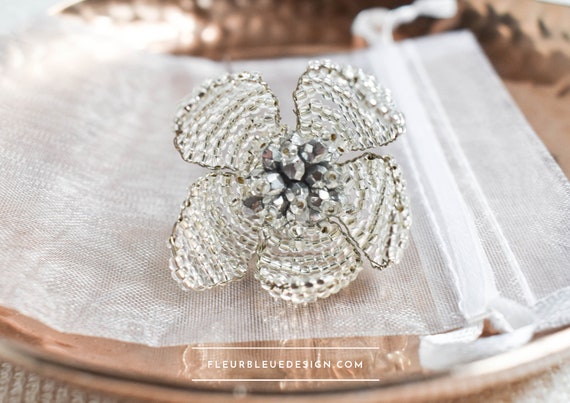 silver flower hair pins