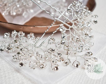 NADINE | Rhinestones bridal fascinator set with 2 hairpins for wedding