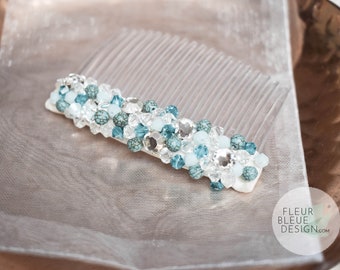 MELISSA | hair comb with Turquoise gemstone beads and rhinestones