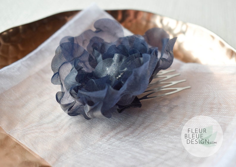 Something blue for the wedding silk flowers hair comb image 3