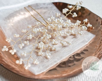 CHRISTINE | golden big pearls hairpin for wedding or evening event