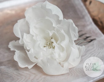 PEONY | Braut Fascinator mit Ivory Blume aus Seide für die Hochzeit