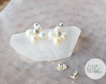 BERNADETTE | hanging wedding earrings - bridal jewelry silver with real pearls