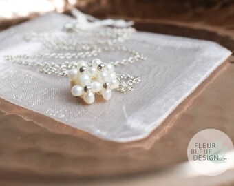 SELINA | Bridal necklace silver with pearl pendant
