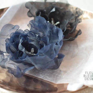 Etwas Blaues für die Hochzeit Seidenblumen Haarkamm Bild 4