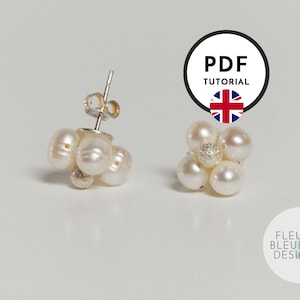 Boucles d'oreilles puces classiques pour mariée, en véritables perles - Tutoriel DIY -- LUNA -- Anglais