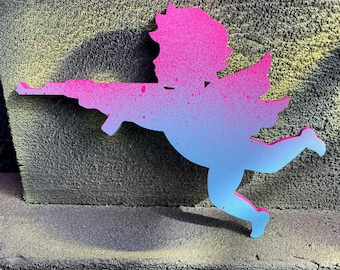 A-Kupid hand painted neon wood tattoo art