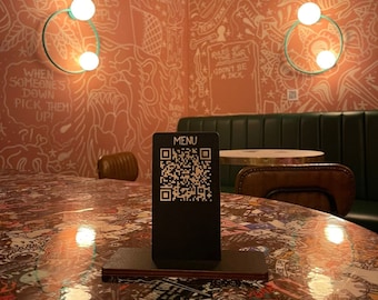Custom QR Code Sign, Laser Engraved Social Media Sign, Payment Code Display Holder, Business Instagram Sign