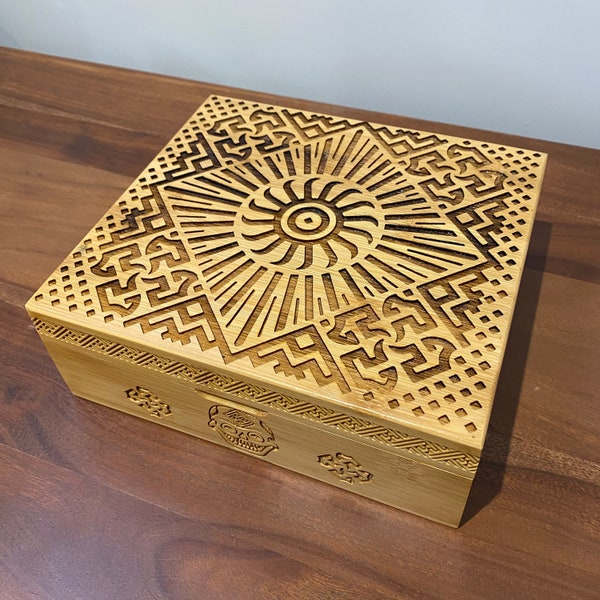 Bamboo Stash Box with grinder